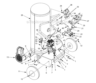 Page A Diagram and Parts List for WL802600 2007 Campbell Hausfeld Compressor